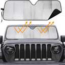 Big Hippo Windshield Sun Shade for 2007-2023 Wrangler Rubicon Sahara TJ JK JKU 2 & 4 Door-Blocks UV Rays Sun Visor Protector, Car Sun Shade Keep Your Vehicle Cool, Car Window Shade