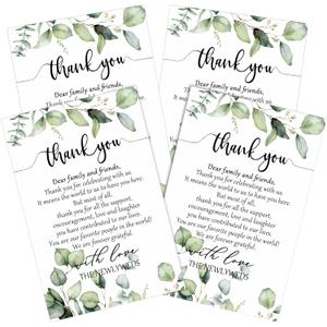 Chinco 100 Pieces Wedding Thank You Cards Thank You Place Setting Wedding Greenery Place Cards 4 x 6 Inches for Party Reception Rehearsal Dinner Bridal Shower (Eucalyptus)