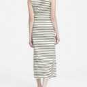 CIDER Sweater Dress for Women Long Sleeve Dress Mock Turtleneck Bow Tie Midi Work Dresses Old Money Dresses Fall Winter: White/Khaki Stripes, M