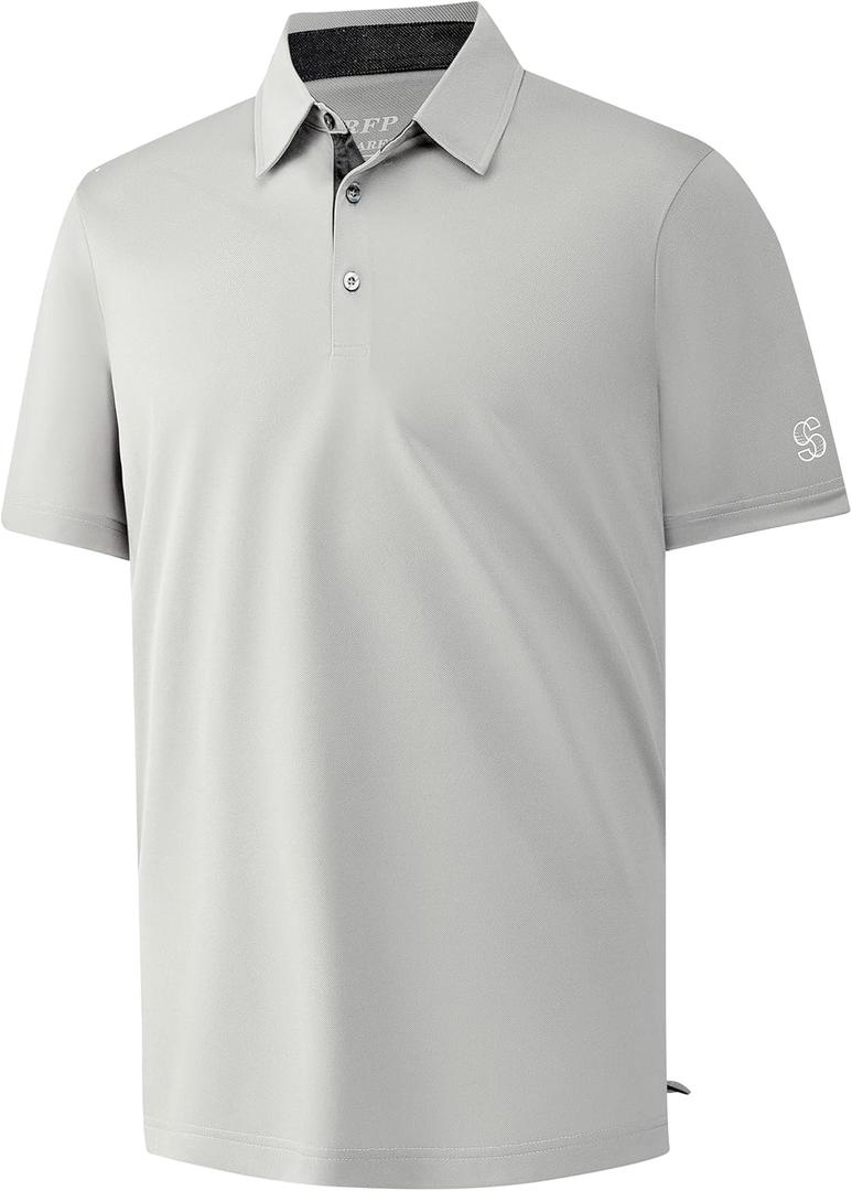 Mens Golf Shirt Short Sleeve Moisture Wicking Dry Fit Performance Solid Casual Pique Collared Golf Polo Shirts for Men (XX-Large, Light Grey)