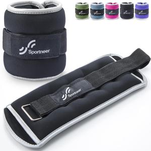 Sportneer Ankle Weights Wrist Weights Pair of 1 LBS for Men Women Kids Strength Training Wrist and Ankle Weights Set with Reflective Strips for Dancing Running Walking Fitness Workout Gym (Black)