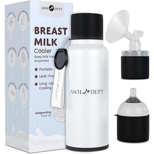 22oz Breastmilk Cooler and Baby Bottle – Reusable Container & Ice Pack Combo that Cools On-the-Go 14+ Hours - Easy to Use w/ Wide Neck Breast Pumps and Replaces Breastmilk Pitcher /Feeder (Soft White)