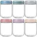 NETANY 6-pack 16 oz Overnight Oats Containers with Lids, Glass jars with Airtight Lids, Wide mouth Mason Salad jars, Glass Food Storage Containers for Snacks Yogurt Spice Sugar