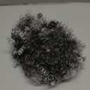 Matthia Short Afro Curly Hair Toppers for Women With Thinning Hair - Clip in Bangs, Synthetic Ombre Silver Curly Hairpieces for Women Men Wiglets Extensions (1B/Gray#)