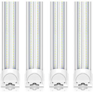 Barrina 6FT LED Shop Light 100W 15000LM 5000K, Clear Cover Linkable Tube Lights, V Shape Integrated T8 LED Lighting, LED Light Fixtures for Garage, Warehouse, Workshop, ETL Listed, 4 Pack