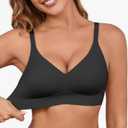 Seamless Bras for Women No Underwire Comfortable Push Up Bra V Neck Wireless Bralette Full Coverage Wire Free