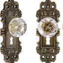 Vintage Dummy Door Knob Interior 2 Pack Crystal Glass Door Knobs Antique Bronze Cabinet Knobs Keyless Decorative Hallway Closet Door Pulls Dresser Handles