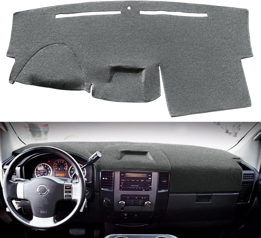 Dash Cover Mat Custom Fit for Nissan Armada 2004 2005 2006 2007/ Titan 2004-2012 no Navigation,Dashboard Cover Cap Pad Carpet (Dark Gray) Y59