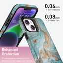 Goodon for iPhone 13 Case Wallet - Flip Folio Leather Cover with Trendy Floral Design, 3 Card Slots & Kickstand Function, Stylish Protective Phone Case for Women and Girls - Teal Gold Marble