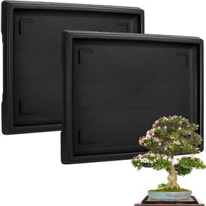 Pinkunn 2 Pcs Bonsai Humidity Tray Rectangular Drip Tray Plastic Plant Water Catcher Plant Saucers for Indoors and Outdoors Cactus,Succulents,Bonsai Tree,Stone Not Included (15.7 x 13 Inch)