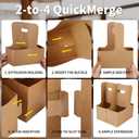 Bodaon 2 Cup Drink Carrier with Handle, 15 Pcs Cardboard Cup Holders, Disposable Drink Carriers for Delivery, Kraft Paper Coffee Cup Holder to Go, Take Out Cup Carriers for Hot/Cold Drinks