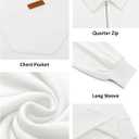 Yousify Men's Long Sleeve Polo Shirts Quarter Zip Casual Lightweight Cotton Pullover Top (X-Large, White)