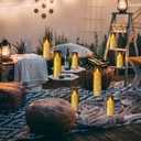 Flameless Candles with Remote Timer, Embedded String Lights Candles Acrylic Flickering, Battery Operated LED Pillar Candles, 7 Pcs Unbreakable, Black, 2.3x5/5/5/6/6/7/7 inches