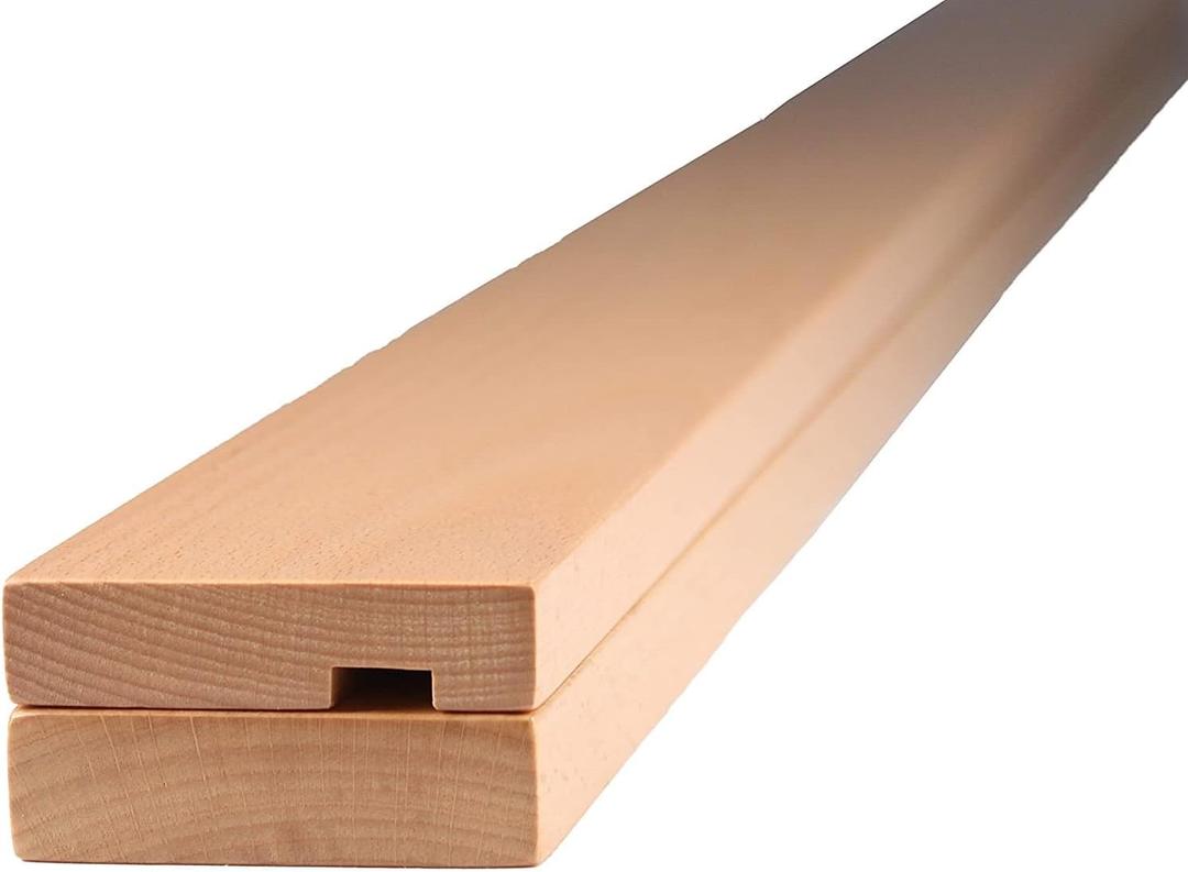 Precision Quilting Tools Wooden Quilt Hanger Rack - 48 Inch Wall Tapestry Hangers with Knob-Less Clamp Design for Quilts, Rugs, and Textiles - Light-Stained Beechwood for Elegant Home Display