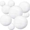 BEISHIDA 10Pcs White Paper Lanterns Decorative Chinese/Japanese Hanging Round Paper Lanterns Lamp for Birthday, Wedding, Christmas, Bridal, Home Decor, Party Decoration(Size of 4, 6, 8, 10) (4681012 Inch, Whtie)