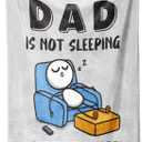 Funny Birthday Gifts for Dad Husband, Dad is Not Sleeping Blanket, Dads Gifts from Daughter Son, Super Soft Throws Blanket for Couch and Napping, 60" x 50" (Gray)