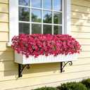 Artificial Flowers for Outdoors Fake Plants Outside Decoration, 20 Bundles Fuchsia Silk Petunia with Eucalyptus UV Resistant Realistic Faux Flowers for Outdoor Planters Garden Balcony Yard Porch Patio