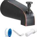 Tub Spout with Diverter, Slip On Bathtub Spout Fits 1/2'' Copper Tube(5/8'' Dia), Bathroom Tub Faucet with PTFE Tape & Hex Wrench, Oil Rubbed Bronze