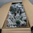 Goplus 4.5 FT Pre-Lit Snow Flocked Christmas Tree, Artificial Hinged Xmas Tree W/ 150 LED Lights, 295 Branch Tips, Non-Flammable PVC Leaves, Metal Stand, Xmas Holiday Decor for Office Home