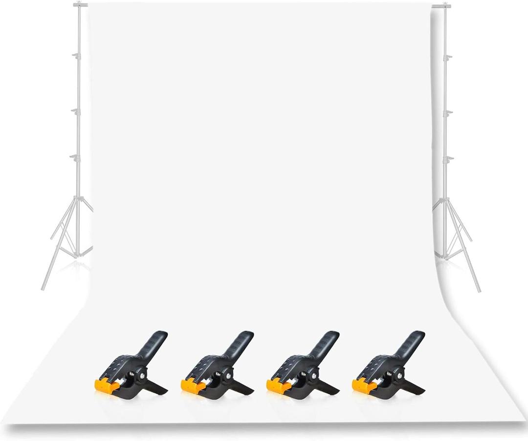 EMART 10x12 ft White Backdrop for Photography, Large Party Photo Background Curtain Drapes, Washable Polyester Fabric Back Drop Screen Sheet for Birthday Video Studio Portrait Photoshoot