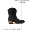 DREAM PAIRS Women's Cowboy Cowgirl Western Ankle Boots,Size 7.5,Black | Square Toe Fashion Dress for Country Concert Theme Party Low Chunky Heels Fall Short Booties Shoes