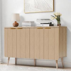 FONTOI Buffet Cabinet with Storage, Multifunctional Storage Cabinet with 4 Doors, Modern Sideboard Buffet Credenzas for Living Room, Entryway, Hallway, Natual Oak