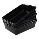 4-Pack 13 L Black Plastic Kitchen Bus Tubs, Commercial Bus Box