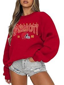 UNIQUEONE Game Day Sweatshirt Women Football Sweatshirts Football Mom Hoodie Touchdown Shirt Casual Crewneck Pullover 2XL