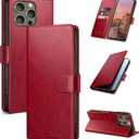 Wallet Case for iPhone 16 Pro 6.3" with RFID-Blocking Credit Card Holder, PU Leather Folio Flip Cover Women Men Protective Phone Case Compatible with Apple 16 Pro, Red