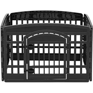 Iris Ohyama, Playpen, Puppy pen, Enclosure with 4 panels and 1 lockable plastic door , L91.5 x W91.5 x H60cm , Unit , Foldable, BPA-free, indoors/outdoors , CI-604E, For Dogs, Rabbits , Black