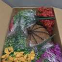 Hananona 2 Set Artificial Outdoor Flowers with Hanging Basket, 2 Hanging Planters with 24 Pcs Flowers for Spring Summer Front Porch Garden Patio Home Decor (2, Red, Purple, Yellow, Rose Red)