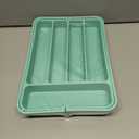 Aujen Silverware Organizer - Expandable Kitchen Drawer Organizer, Adjustable Utensil Organizer, Cutlery Tray for Forks, Knives, Multipurpose Kitchen Organizers and Storage Solution, Green, Medium