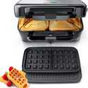 FOHERE Waffle Maker 3 in 1 Sandwich Maker 1200W Panini Press With Removable Plates and 5-gear Temperature Control, Non-stick Coating Easy to Clean,Indicator Lights, Silver/Black