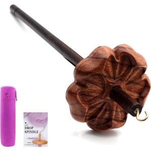 DICHA 3" Drop Spindle Kit- High Low Whorl Wooden Spindles with Tutorial -Weaving Spinning Wheels for Beginners-Perfect Spinner Gifts-Durable,Easy to Use-Rosewood