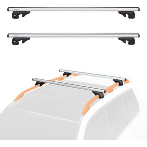 Amazon Basics Cross Rail Roof Rack, 52 inches, Fits up to 46" Spans between Raised Side Rails with Gap, Pack of 2, Black/Silver