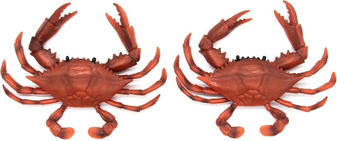 AUEAR, Plastic Crab for Decor Artificial Sea Life Creatures, Simulated Animal Home Party Creative Gift (Red, 2-Pack)