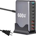600W USB C Fast Laptop Charging Station, 8 Port Multi Charger Block GAN III Fast Charging Brick Charger for Multiple Devices 140W PD3.0 PPS Compatible with MacBook Pro/Air/iPad iPhone 16/15/14/13