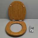 Wooden Toilet Seat Round, Quiet Soft Close Toilet Seats with Stainless Steel Hinges, Quick Release for Easy Assembly, Anti-Pinch Natural Bamboo Toilet Lid,Bamboo
