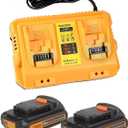 2-Pack 3.0Ah Battery Replacement for Dewalt 20v Battery with DCB102 Battery Charger Station (Yellow)