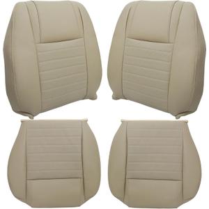 GXARTS Tan #JH or KH Front Driver and Passenger Side Bottom & Top Lean Back Replacement Perforated Leather Seat Cover Medium Camel Compatible with Ford Mustang 2005 2006 2007 2008 2009