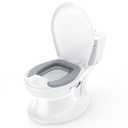 2-in-1 Potty Training Toilet, 12.99in Standalone Potty Chair for Toddlers & Baby, Realistic Flushing Sound, Soft Comfort Seat, Removable Washable Pot, Non-Slip Base, Built-in Toilet Paper Holder