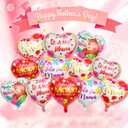 Happy Mother's Day Balloons 20Pcs 18inch Aluminum Foil Balloons Feliz Dia Mama Heart Balloons for Mother's Day Birthday Party Decorations