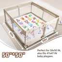 Baby Play Mat, 50x50 Playpen Mat with Super Soft Touch, Activity Mats with Upgraded Anti-Slip Bottom, Machine Washable Crawling Mats for Floor & Picnic (Animal Alphabets)