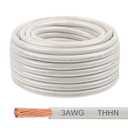 THHN Wire 3 Gauge 50 FT, 3 AWG Stranded OFC Copper Electrical Building Wire with Nylon Jacket PVC Insulation, Rated 600V for Residential, Industrial, CNC, Ground (3 Gauge, White)