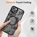 KANGHAR Cute Floral Case for iPhone 15 Case for Women Girls [ Compatible with MagSafe ] Aesthetic Black Ink Flowers Blossom Pattern Design Slim Soft Silicone Magnetic Protective Phone Cover