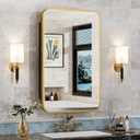 16x24 Inch Mirror Medicine Cabinet for Bathroom Gold Metal Frame Bathroom Medicine Cabinet with Mirror Recessed or Wall Mounted