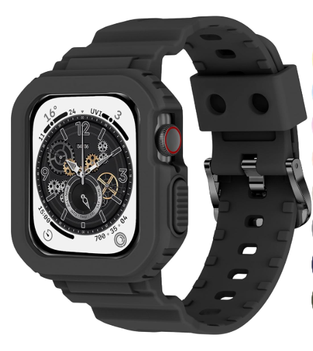 XYF Compatible for Crystal Clear Apple Watch Bands, 45mm 44mm 42mm Bumper Case for Men Women Jelly Sport Cover Strap for iWatch Ultra 2/1 Series 10 9 8 7 SE 6 5 4 3 2 1 (Matte Black, 42/44/45)