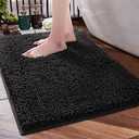 Black Bathroom Rug, 1 Piece, Bath Mats for Bathroom Floor, Super Thick Soft Shaggy, Machine Washable, Dry Fast Water Absorbent Bath Mats, Size 60*120 cm, Black