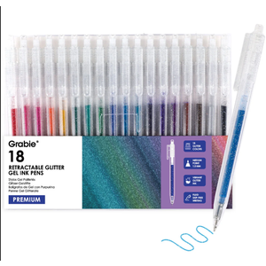 Grabie 18 gliter gel ink pens