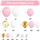 Pink and White Balloon Arch Kit, 121PCS Pink and Gold Balloon Garland Pastal Pink White Gold Confetti Balloons for Girls Birthday Baby Shower Wedding Bridal Shower Party Decorations